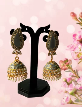 Gold-plated Meenakari Clsuter Pearls Drop Ethnic Jhumki Earring For Women and Girl