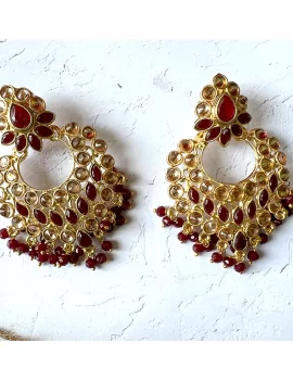 Gold Plated Kundan work Stud Earring For Women and Girls