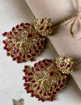 Gold Plated Kundan work Stud Earring For Women and Girls