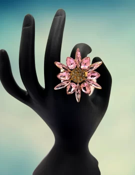 Violet Crystal Shine Stones Contemporary Adjustable Finger Ring For Women