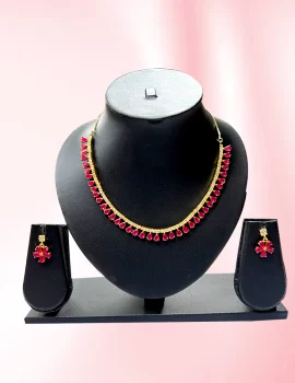Oxidised jewellery set for women with crystal work pink
