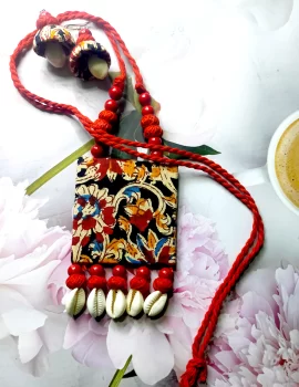 Handmade fabric jewelry for women kalangkari theme