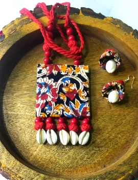 Handmade fabric jewelry for women kalangkari theme